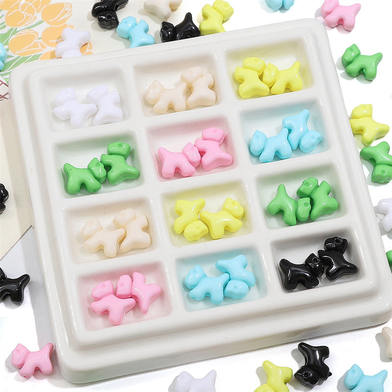 Solid Color Puppy Acrylic Beads 12mm Assorted Bright Pastel 100pcs 2