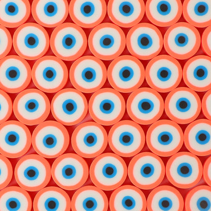 Flat Clay Beads 10mm Evil Eye Polymer Bright Mixed Colors 100pcs 13