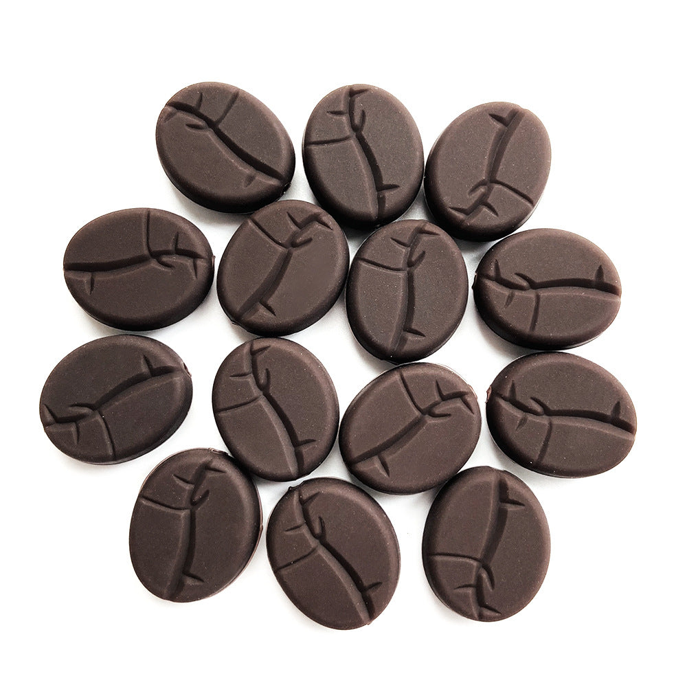 Silicone Focal Beads Coffee Beans Brown Matte Texture 20pcs 4