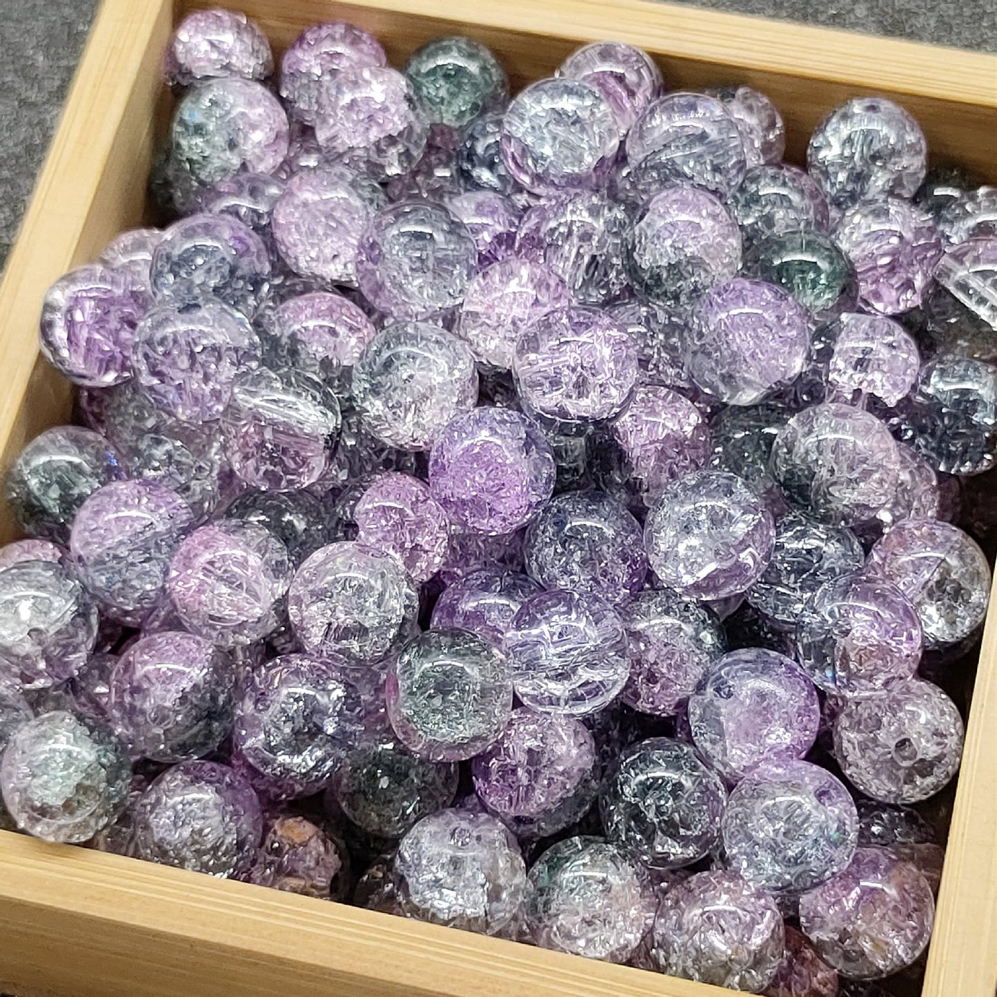 Crackle Glass Beads Round 10mm Transparent Mixed Colors 50pcs 21