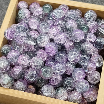 Crackle Glass Beads Round 10mm Transparent Mixed Colors 50pcs 21