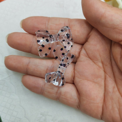 Transparent Bow Acrylic Beads 31mm Polka Dotted Colorful 100pcs 9