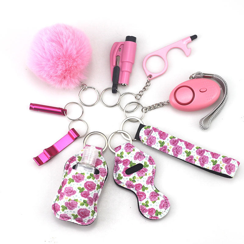Self Defense Alarm Pompom Keychain Outdoor Safety 10 Pack 25