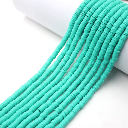Flat Clay Beads 6mm Solid Color Smooth Polymer Disc 10strands 19