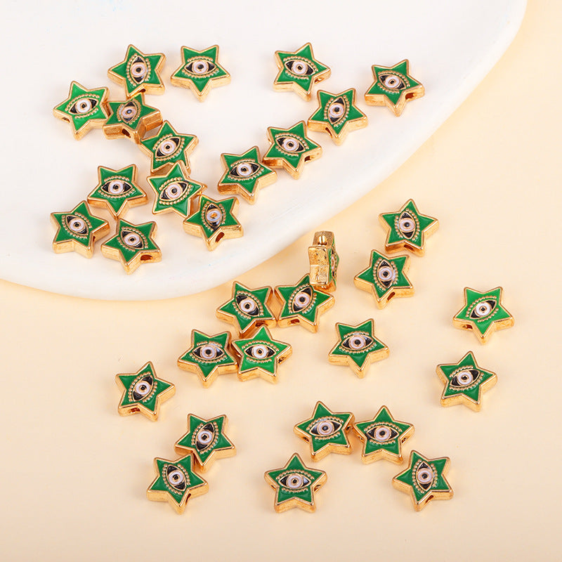 Irregular Shaped Metal Beads Double-Sided Enamel Evil Eye 20pcs 38