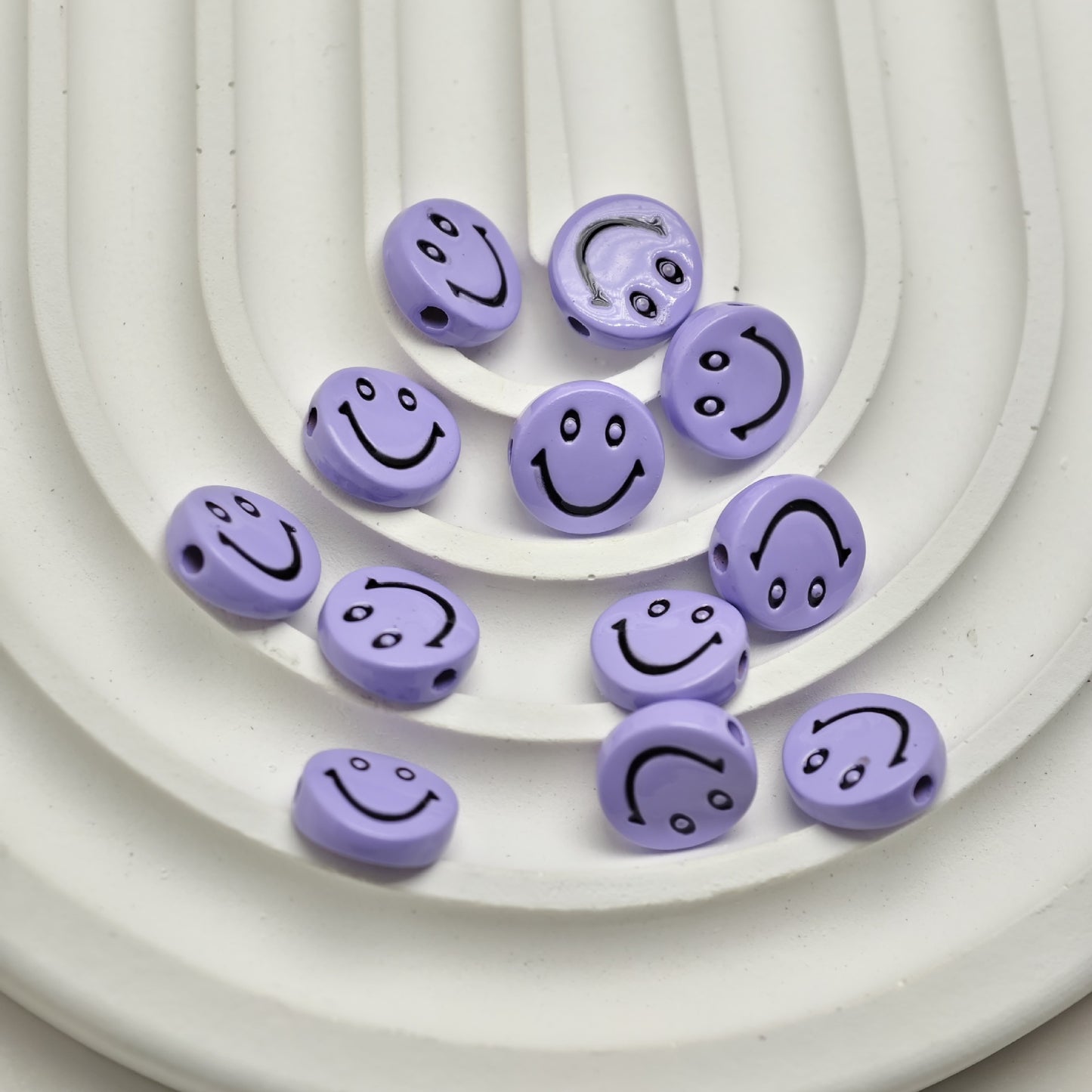 Smiling Face Metal Beads 10mm Baking Painted Zinc Alloy 50pcs 13