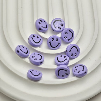Smiling Face Metal Beads 10mm Baking Painted Zinc Alloy 50pcs 13