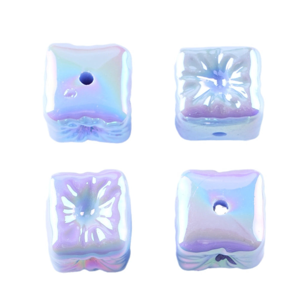 Macaron Color Balloon Square Acrylic Beads 14mm UV Plating 50pcs 5