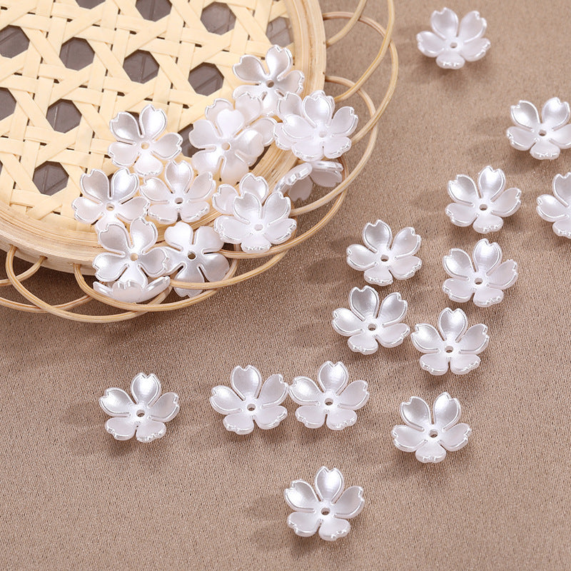 Five-Petal Flower Acrylic Beads 15mm Soft Pearly White 500pcs