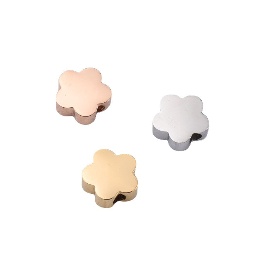 Stainless Steel Flower Metal Beads 8mm Polished Mirror Surface 10pcs 5