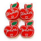 Silicone Focal Beads Teacher Red Apple Script Heart 20pcs 2