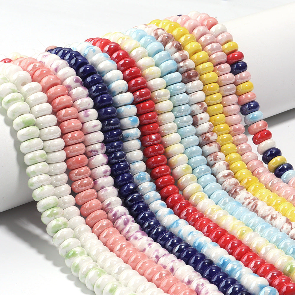 Ceramic Flat Round Spacer Beads 9mm Colored Abacus 55pcs 2