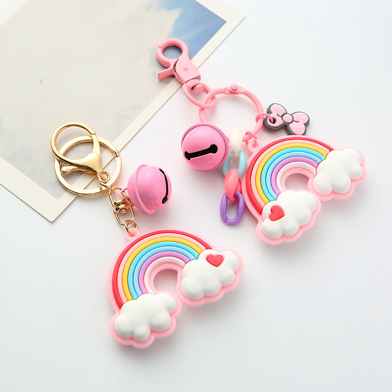 Silicone Rainbow Heart Cloud Keychain Colorful Pastel Charm 3