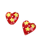 Hand Painted Heart Glass Beads 20mm Red Enamel 2pcs 5