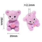 Imitation Fluffy Bear Holding Heart Resin Beads 26mm Pastel Colors 25pcs 3