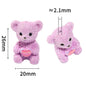 Imitation Fluffy Bear Holding Heart Resin Beads 26mm Pastel Colors 25pcs 3