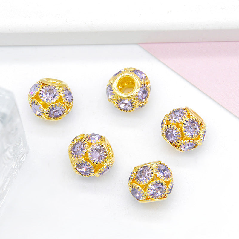 Metal Rhinestone Hollow Spacer Beads 8mm 50pcs 21