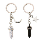 Alloy Pentagram Moon Couple Keychain Celestial Crystal Charm