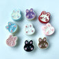 Hand-Painted Rabbit Acrylic Beads 22x24mm Glossy Pastel 100pcs 15