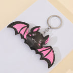 Pink Bat Metal Halloween Keychain Cute Wings Grin Design 2