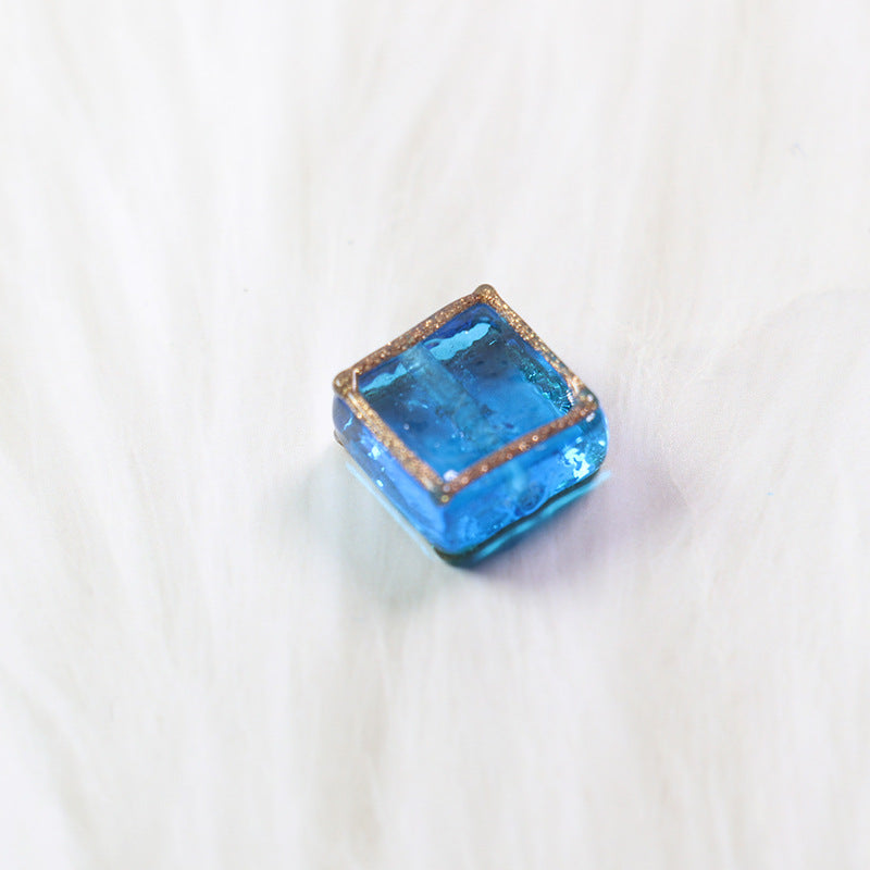 Lampwork Glass Beads Square 12mm Transparent Filigree 20pcs 8