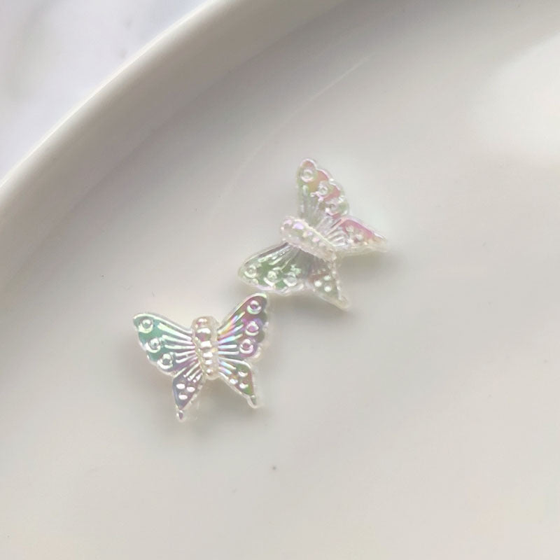 Transparent Butterfly Acrylic Beads 12.4-33mm AB Plating 50pcs 3