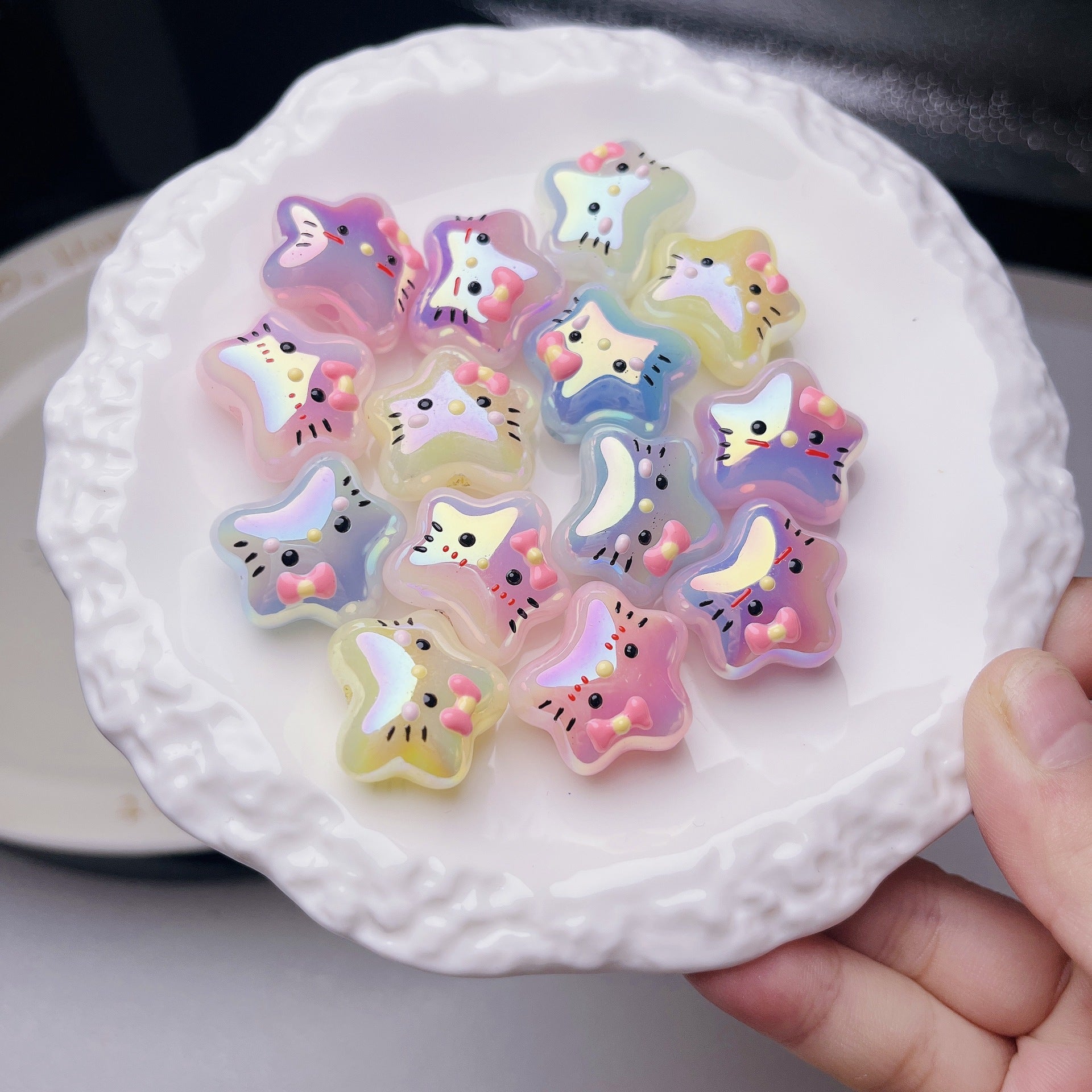 Luminous Hello KT Star Acrylic Beads 20mm Assorted Colors 10pcs 2