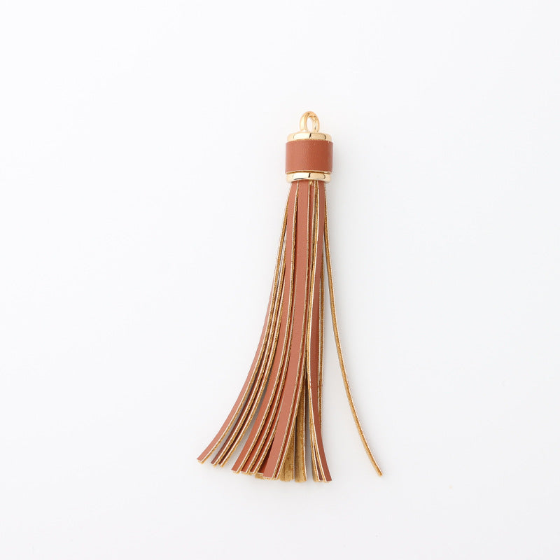 PU Leather Tassel Keychain with Gold Electroplated Hardware 11