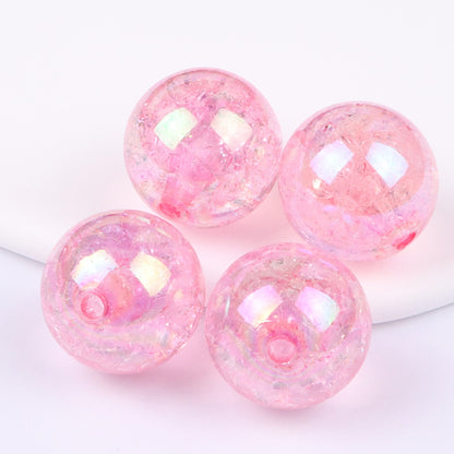 Transparent Bubblegum Beads 20mm Crackle Chunky Acrylic 10pcs 10