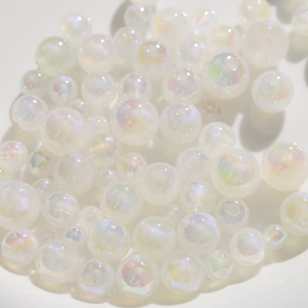 Pearl Acrylic Beads 8-16mm Mermaid Imitation Shimmer 10pcs 2