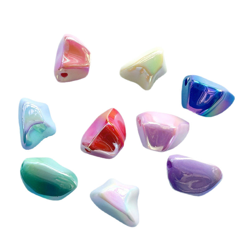 Plating Irregular Trapezoid Acrylic Beads 24mm Colorful Glossy 50pcs 5