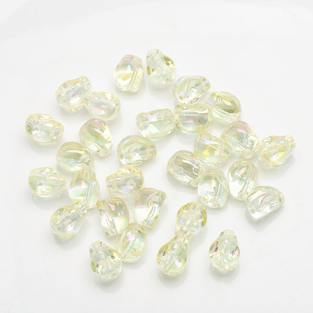 Electroplated Skull Head Glass Beads 8mm x 10mm Iridescent 30pcs 17