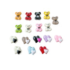 Bear and Double Heart Metal Beads 13mm Baking Painted Alloy 10pcs 5