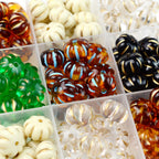 Painted Flattened Pumpkin Acrylic Beads 12mm Mixed Colors 40pcs