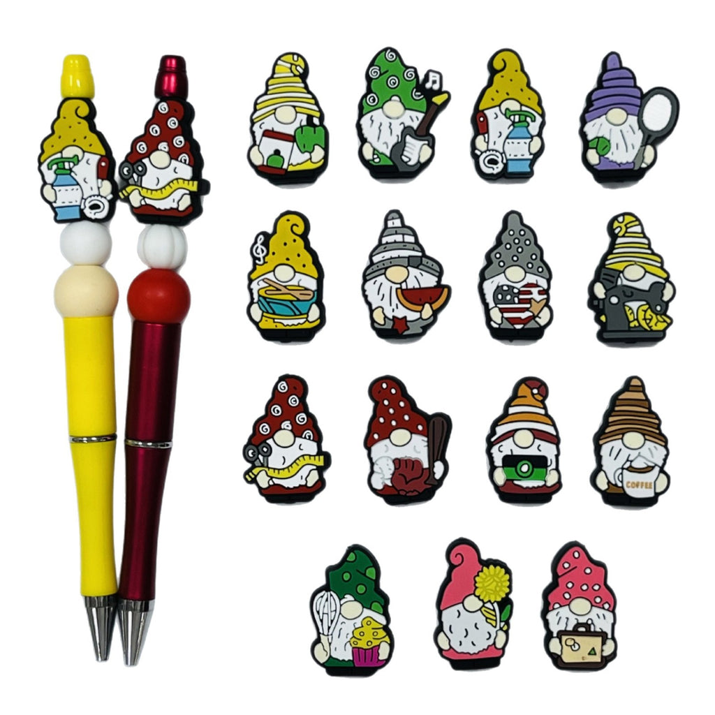 Silicone Focal Beads Cartoon Dwarf Holding Various Items 20pcs
