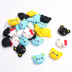 Silicone Focal Beads KT Cat Bear Faces Yellow Blue 20pcs 2