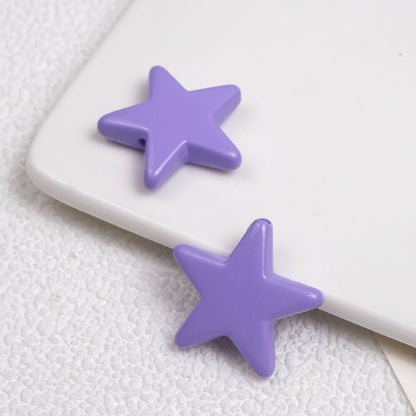 Painted Star Acrylic Beads 21mm Bright Colored Baking Finish 100pcs 7