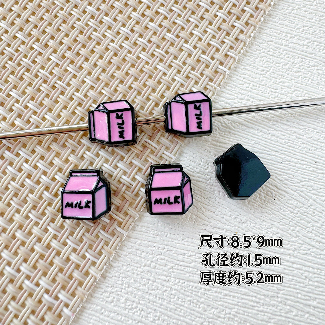 Camera Milk Carton Painted Metal Beads Glossy Enamel 20pcs 23