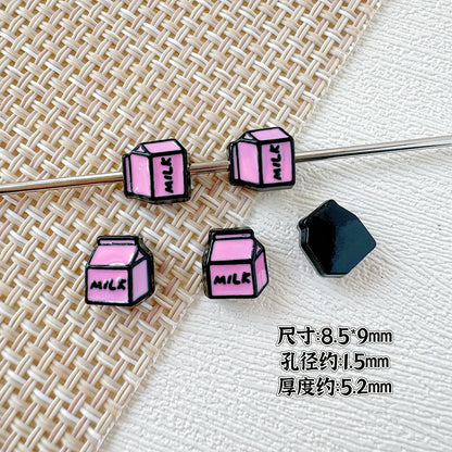 Camera Milk Carton Painted Metal Beads Glossy Enamel 20pcs 23