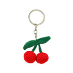 Knitted Cherry Crochet Keychain Plush Red Fruit Design