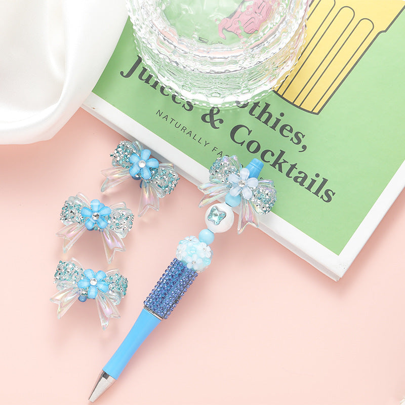 Sakura Bow Acrylic Beads Rhinestone Translucent 10pcs 3