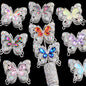 Double Sided Butterfly Rhinestone Beads 34mm Iridescent Alloy 2pcs