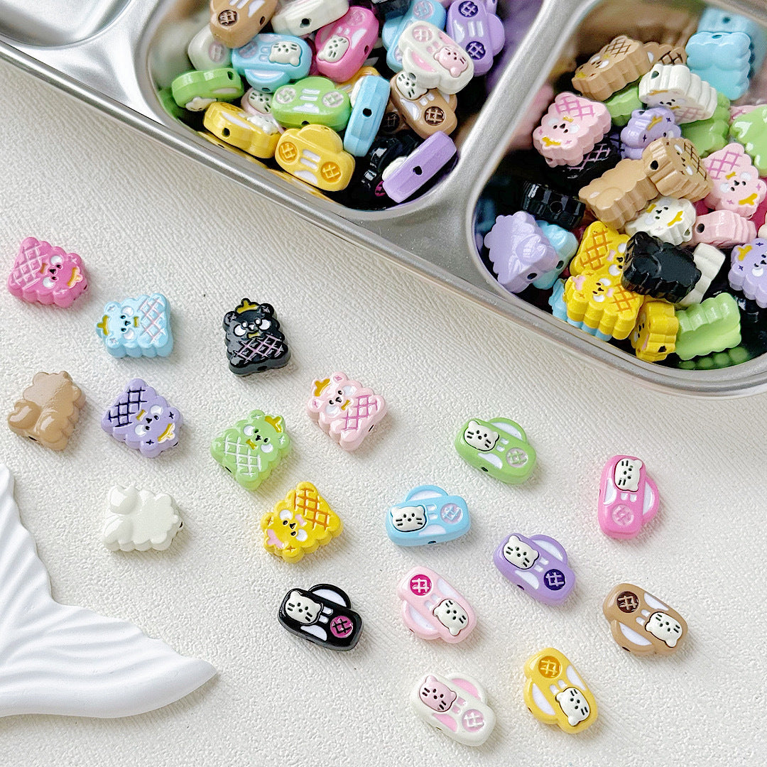 Kitten and Teddy Bear Metal Beads 14mm Hand Painted Alloy 10pcs