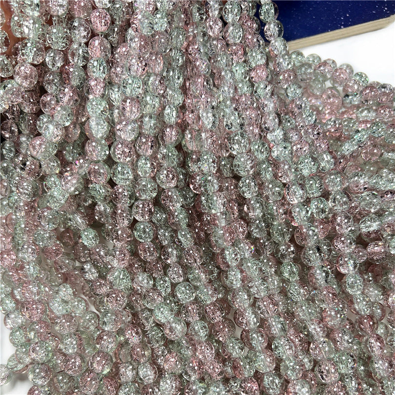 Crackle Flower Glass Beads 8mm Soft Purple Blue Gradient 3 Strands 44