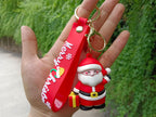 Silicone Christmas Keychain Cartoon Santa Snowman Tree Deer Charm 10