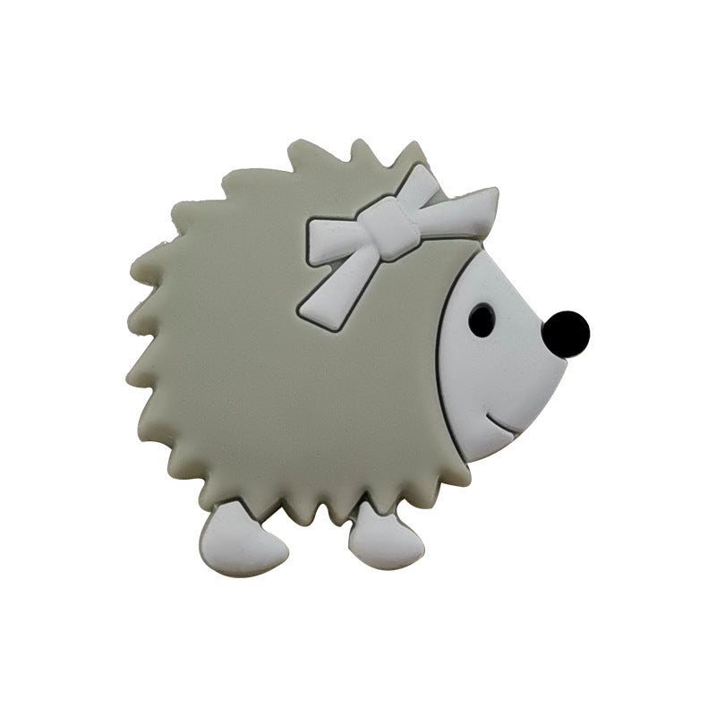 Silicone Focal Beads Hedgehog Side Profile Wearing Bow 20pcs 8