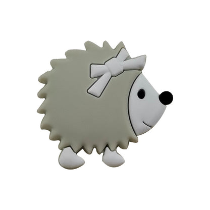 Silicone Focal Beads Hedgehog Side Profile Wearing Bow 20pcs 8
