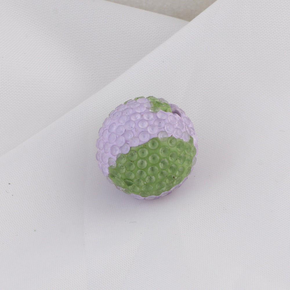 Rhinestone Round Clay Beads 16mm Golf Pattern Bubblegum 10pcs 14