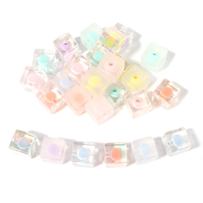 Frosted Square Acrylic Beads 12mm Colored Transparent 30pcs 3
