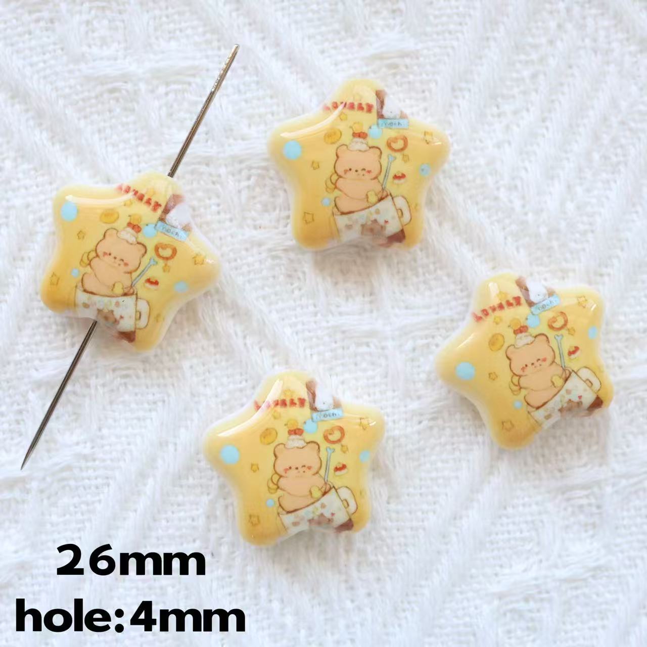 Butterbar Printed Star Acrylic Beads 25mm Glossy Pastel 20pcs 8